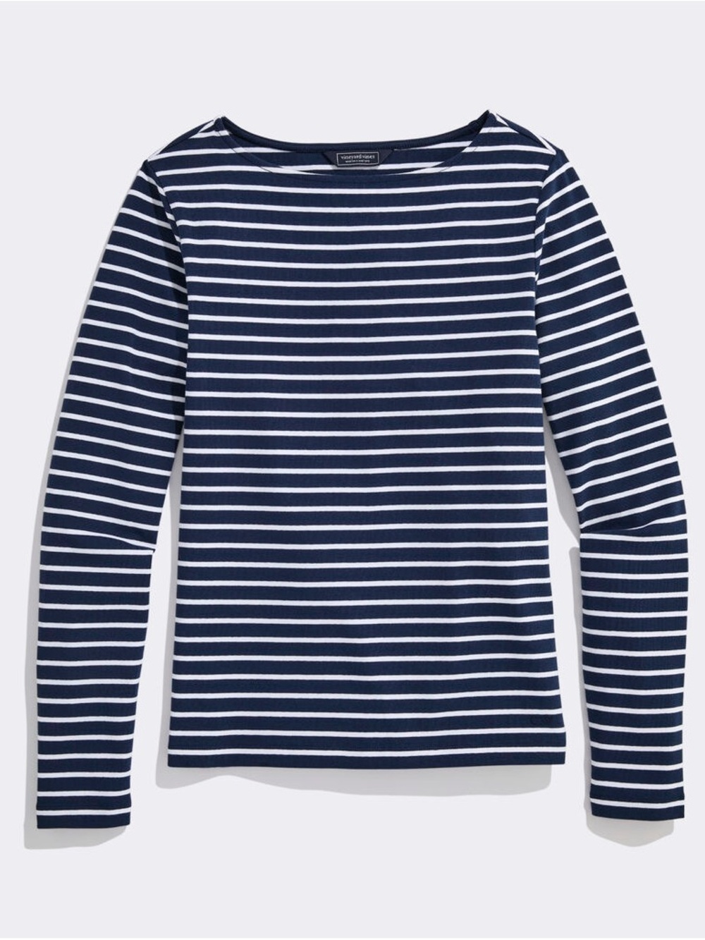Vineyard Vines Navy and White Striped Long Sleeve Boatneck